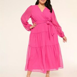 Long-Sleeve Surplice-Neck Maxi Dress size 18 new